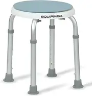 Equipmed Shower Chair Bath Stool, with 360-degree Swivel Rotating Seat for Elderly, White/Blue