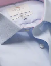 Hawes & Curtis Non-Iron Blue Pick and Pick Classic Fit Shirt | Contrast Detail & Breast Pocket Size: 17" collar, 36" sleeve