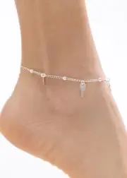 Anklet in 925 sterling silver with key, padlock and zircon stars charms.