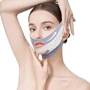 Face Lifting Bandage, V Face Masks, Reusable V-Line Mask, Collagen Night Wrapping Mask (Grey)
