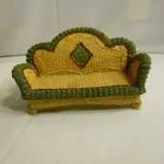 Artisan Flair Vintage Doll House Wicker Couch 1997 - yellow & green - NEW