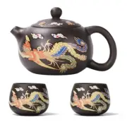 Zisha Chinese Tea Set Color-Changing Teapot Dragon & Phoenix Puer Clay Pot Cups