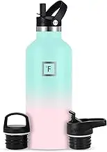 IRON °FLASK Standard Straw - 3 Lids, Sports Water Bottle (Blue, 32 Oz)