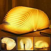 Molbory Wooden Book Light,Novelty Folding Book Lamp, Folding Night Light Warm White,USB Rechargeable Wooden Table Lamp,Magnetic Design- Creative Gift Home Office Decor for Family Girlfriend