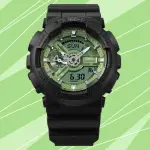 【CASIO 卡西歐】G-SHOCK 街頭質樸風格 酷炫設計 大錶殼雙顯錶-綠色(GA-110CD-1A3 防水200米)