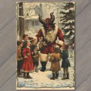 FLATCARD Krampus Santa Strange Meeting Children Christmas Winter Unusual Retro