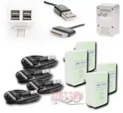 4X 4 USB PORT AC WALL ADAPTER+6FT CABLE POWER CHARGER BLACK FOR IPHONE IPOD IPAD