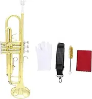 Trumpet Bb B Flat Brass Exquisite with Mouthpiece Cleaning Brush Cloth Gloves Strap Gold
