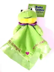 Security Blanket Baby Critter Green Frog Christian Scripture Plush Embroidery