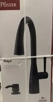 Pfister Raya BLACK Single Control Pull-Down Faucet w/Soap Dispenser F-529-7RYB