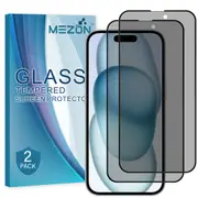 [2 Pack] Privacy Anti-Spy Full Coverage Apple iPhone 15 Plus (6.7") Tempered Glass Premium 9H HD Screen Protectors by MEZON (iPhone 15 Plus, Privacy)