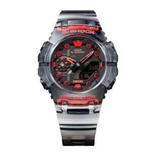 【CASIO 卡西歐】G-SHOCK 藍牙 碳纖維核心防護 半透明 電競黑紅 46mm(GA-B001G-1A)