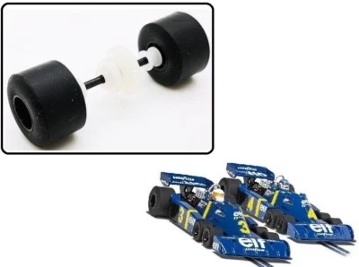 Scalextric W11244 Rear Wheels Tyres Axle For 1976 Tyrrell P34 F1 6 Wheeler NEW