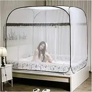 Mosquito Nets, Outdoor Monian Yurt Dome Net Easy Installation and Folding Nets, Prevent ct Pop Up Tent Curtains for Beds Bedroom Anti-Mosquito Net,Blue,150x200cm (Grey 120x200cm)