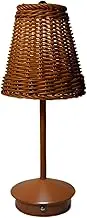 Brabola Rechargeable Rattan Table Lamp, Cordless Boho Wicker Desk Lamp 3-Way Dimmable Vintage Bamboo Nightstand Lamp with Touch Control for Farmhouse, Nursery, Bedroom (Brown)