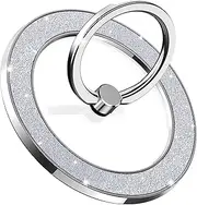 Pikabo Magnetic Phone Ring Holder for MagSafe - Magnetic Phone Grip, Phone Stand, Phone Finger Ring for iPhone MagSafe, Compatible with Wireless Charging. (Glitter Silver)