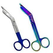 LISTER BANDAGE SCISSORS 5.5" Blue Ring + Titanium Rainbow Stainless Steel