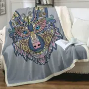 Oriental Wolf Throw Blanket