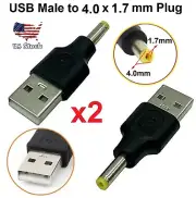 2x USB 2.0 A Male To 4.0x1.7mm Male Plug 5V DC Power Supply Adapter Connector