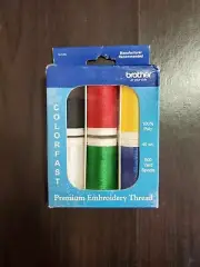 Brother Premium Embroidery Thread 6 spools 100 percent polyester. SAEMB6