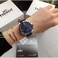 在飛比找蝦皮購物優惠-TISSOT天梭 競速三眼計時真皮革錶帶/藍/42mm(T0
