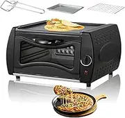 Mini Pizza Oven，Electric Tandoor Oven with Baking pan，net，Disk clamp，Temperature Control/Visual Glass/Hot Top Plate Door,Chapati Roti Bread Maker for Takeaway Kitchen Appliance