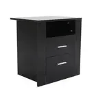 Bedside Table Side Storage Cabinet Nightstand Bedroom 2 Drawer 1 Shelf ZURI BLA
