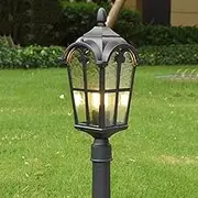 Outdoor lamp Rural Landscape American Floor Lamps Lawn Torch Lights Rustic Courtyard Aluminum Glass Bollard Column Lamp E27 Stigma Light Fixture Outdo