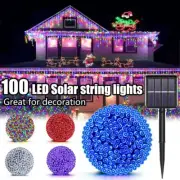 White 100 LED Solar Fairy Light String Lights Birthday Party Decoration Light