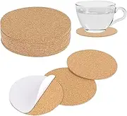 ZEYIYER 12PCS Cork Coasters, 4" Round Cork Backing for Coasters, Self-Adhesive Cork Plant Coasters Cork Mats Coaster Bottoms Pads Cork for Coasters Backing, DIY Crafts Cork Board Tiles