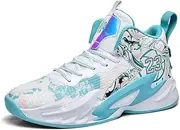 [ZENTAUR] Men's High Top Basketball Shoes Sports Shoes Anti Slip Rubber Sole Breathable Mesh Upper Basketball Boots(Moon,34 EU)