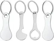 4 Pcs Portable Aluminum Alloy Key Ring, Shopping Trolley Tokens Key Ring, Metal