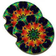 Viral Paint Wood Car Coaster Gift Set fit Car & Truck Cup Holder