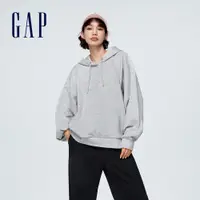 在飛比找蝦皮商城優惠-Gap 女裝 Logo帽T 碳素軟磨法式圈織系列-灰色(42