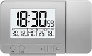 rojection Alarm Clock for Bedroom with Thermometer Hygrometer Digital Project Ceiling Clock Dimmable LED Display with USB Charger 180°Rotable with Dual Alarms 12/24H Snooze