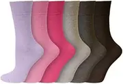 [Sevello Clothing] Diabetic Socks for Women 6 Pairs, Gentle Fit Pastel Color Non Elastic Womens Socks, Ladies Cotton Socks or Pregnancy Socks size 4-7 UK