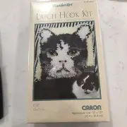 NEW WonderArt Caron Latch Hook Kit Purrrrr Art SEALED 12x12 Black/White Cat
