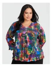 [Taking Shape] Piia Pleat Front Crush Top in Multi