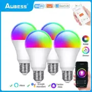 Aubess Tuya Wifi Smart Led Bulb E27 15W RGBCW Dimmable Lamp, Smart Life APP Con