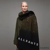 在飛比找momo購物網優惠-【ALLSAINTS】DIPDYE 豹紋羊毛圍巾Black/