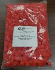 13MM TUBE SNAP CAPS, POLYETHYLENE, SINGLE THUMB TAP, RED, CS/1000