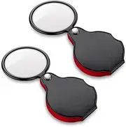DWYYWSM 10X Small Magnifying Glass, 2PCS Pocket Magnifying Glass,Folding Magnify Glass,with Rotating Protective Holster for Reading, Books, Jewelry