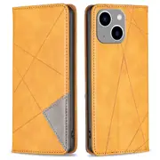 Card Holder PU Leather Stand Case for iPhone 15 Plus ,Imprinted Line Phone Cover