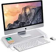 Monitor Stand,Computer Stand,Monitor Stand Riser,4 USB Port Charging Keyboard Storage, Monitor Riser for Laptop/TV Printer/Fax Machine/Computer/iMac/MacBook,Aluminum Bracket Convenient Desktop Storage