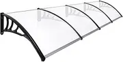 Mountview Window Door Awning Canopy Transparent PC Panel with Black Bracket Outdoor Door Canopy Sun Shade Shelter, Patio Terrace Garden Baconly Porch Shield Rain Snow Eaves Cover Protector,1mx4m DIY