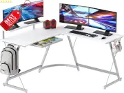 Vista L-Shaped Desk 129.5x129.5cm with Monitor Stand & Drawer White