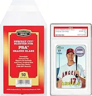 Cardboard Gold PSA Graded Card Sleeves – 50 Count Clear Display Without PSA Logo, Resealable Slabs Sleeve - Precise Fit Slab Protector for Grading Baseball Football Gaming Trading Sports Cards