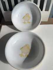 2 New With Sticker Herend Childs Yellow Duck Bowl 7” Handpainted & Signed