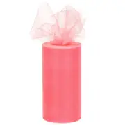 6 inch 50 Yards Tulle Ribbon Rolls Pastel Netting Fabric, Coral Pink