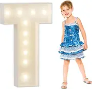 Jacose 3FT Light Up Letters,Marquee Light Up Letters,Large Mosaic Balloon Frame Letters Pre-Cut Foam Board Marquee Light Up Letters DIY Kit for for Birthday Party Wedding Backdrop Decor (Letter T)